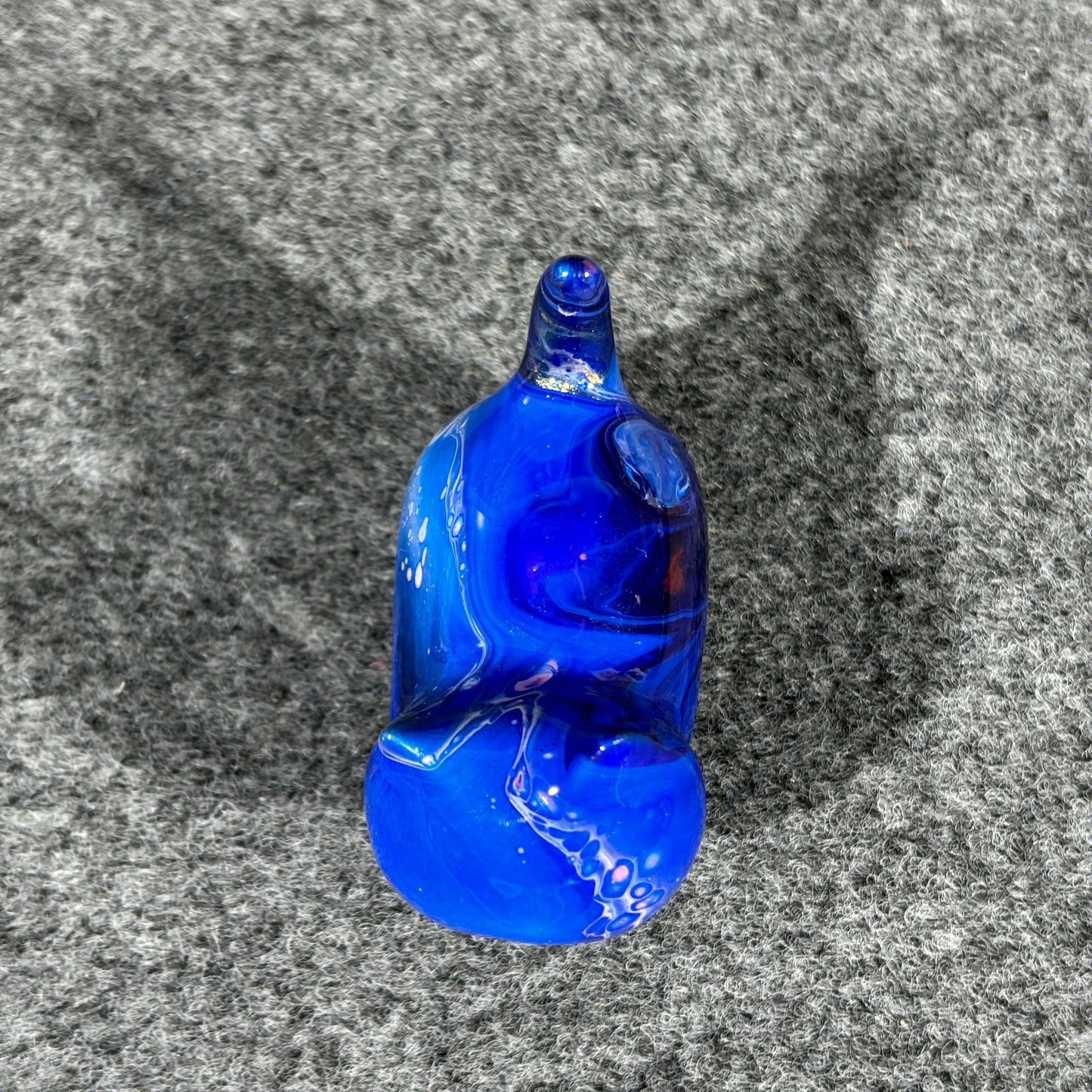 Blue Harmony: Medium Size Fluid Painting Wooden Cat