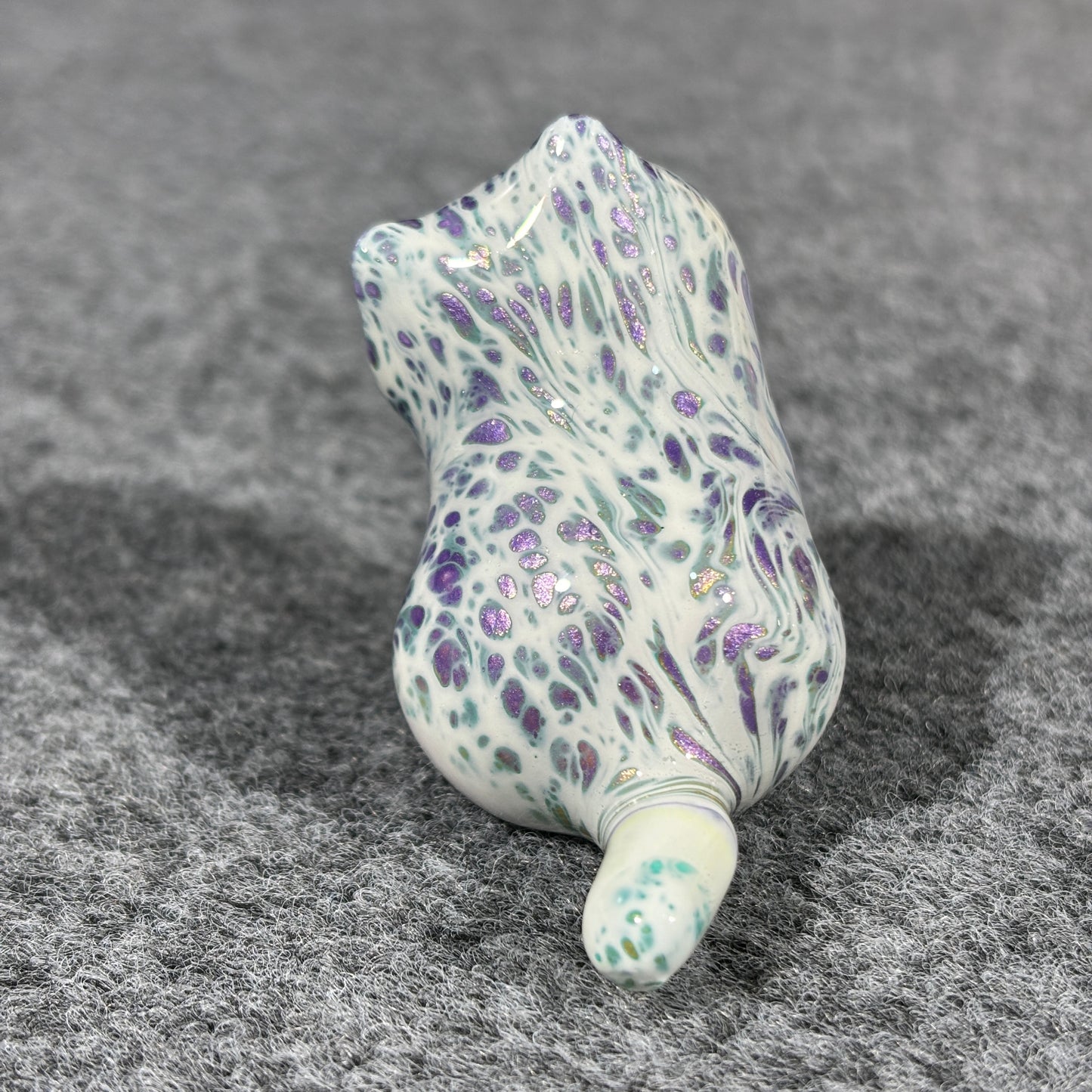 Purple White Gold Fluid Painting Sitting Cat Figurine Christmas Gift