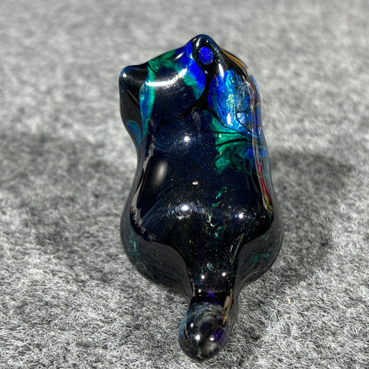 Green Blue Gold Black Fluid Painting Sitting Cat Figurine Home Decor