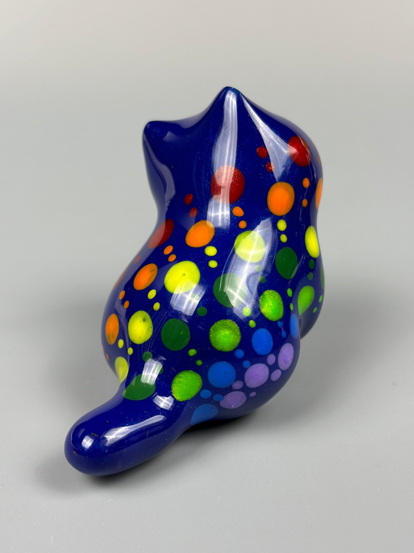 Multi-color Dots Hand-Painted Sitting Cat Figurine Home Decor Gift