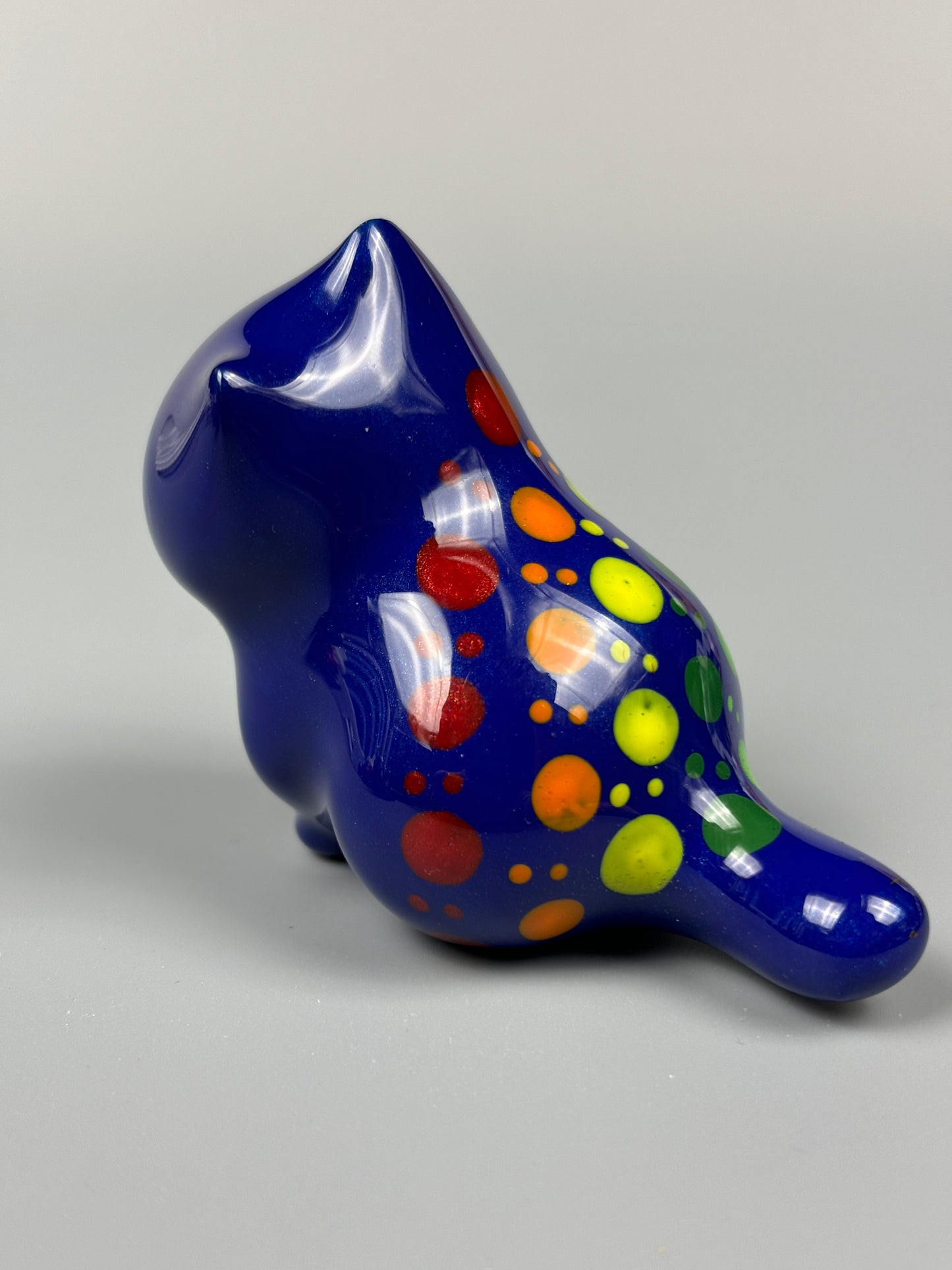 Multi-color Dots Hand-Painted Sitting Cat Figurine Home Decor Gift